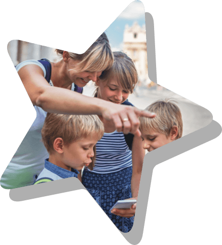 Family exploring with BreckWorld